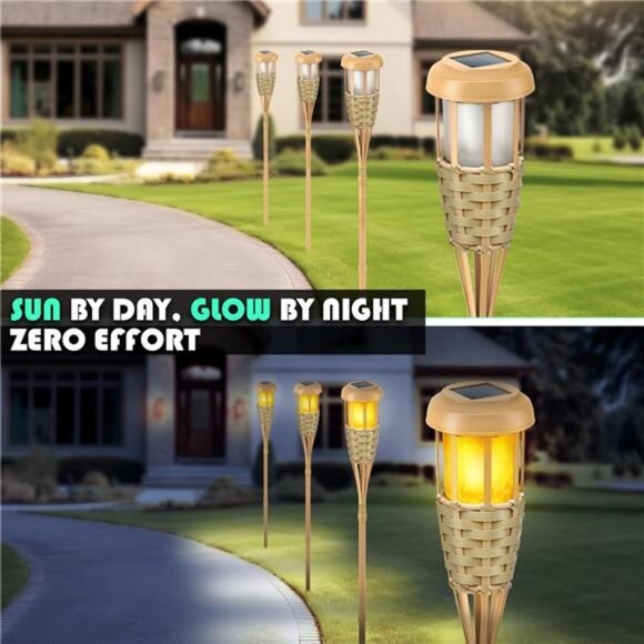 Solar Outdoor Lights, Solar Torch Lights Outdoor Flickering Flame, Outdoor - Picture 4 of 7